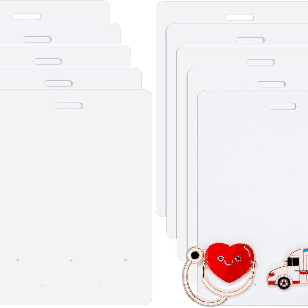 10 Pieces Badge Buddy Holder for Nursing Pins - Blank White Tags for Nurse Docto